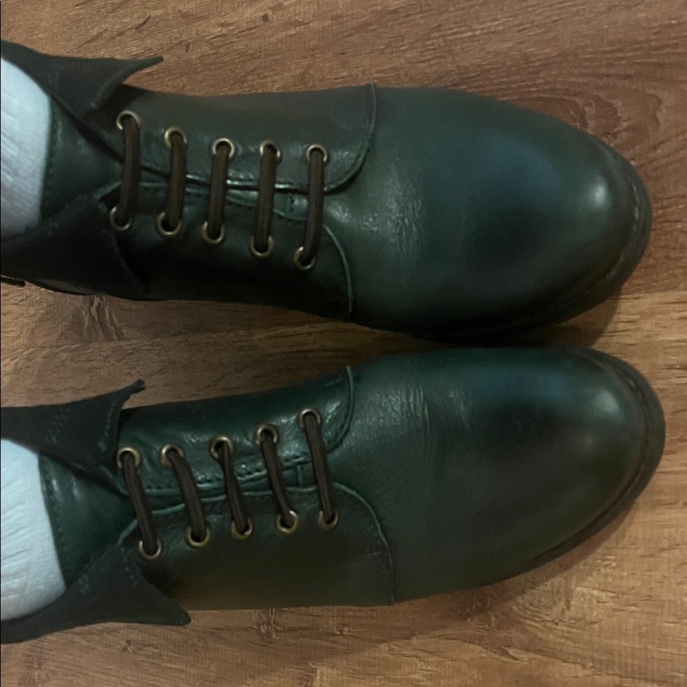Eric Michael Leather + Suede Ankle Boots Forest Green • Size 38 (7.5)